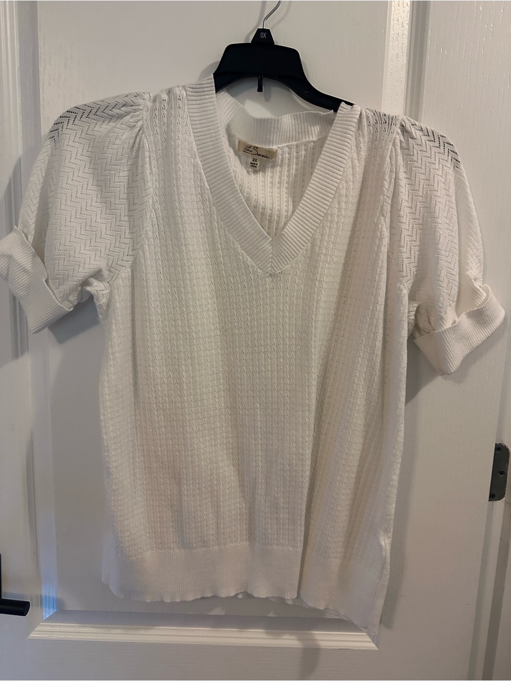 Les Serein Bollo Pointelle short sleeve sweater